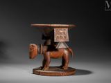 an image of a wooden table with a horse on top of it