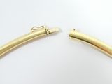 two pieces of gold plated metal on a white surface