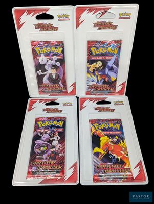 trois paquets de cartes à collectionner Pokémon dans leur emballage en plastique