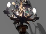 a chandelier hanging from the ceiling in a room
