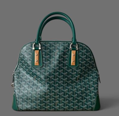 the goyard handbag in green and white