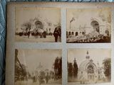 four old black and white photos of people in front of a building