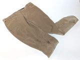 pair of brown pants on a white surface with a white background
