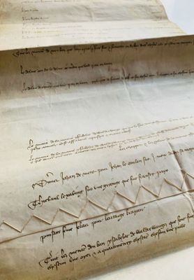 MOSELLE. Grand parchemin de la fin du XIVe siècle [datant de…