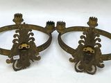 pair of antique brass wall sconces with lion heads on each side