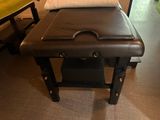 a massage table with a towel on top of it
