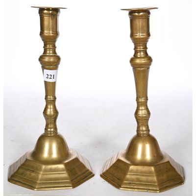 pair of antique brass candlesticks with candlestick holders