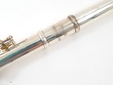 an image of a silver and gold flute with a white background