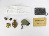 an image of a group of items including a key, a book, and a keychain