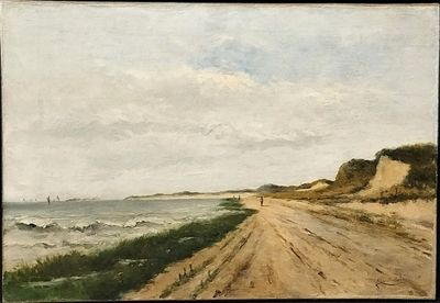 Adrienne MATHELIN (XIXè-XXè) " Plage, bateaux et promeneurs …