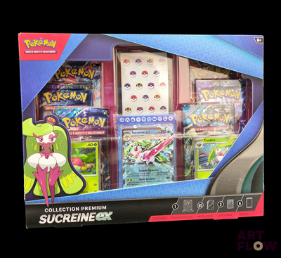 une boîte contenant des cartes Pokémon et d'autres objets