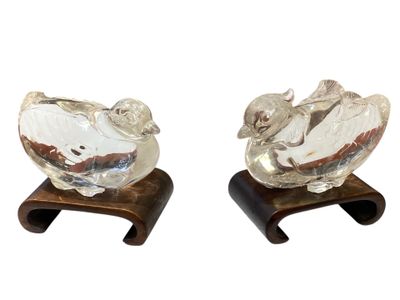 CHINE vers 1900 Deux sujets de cristal de roche, représentan… - Photo 1