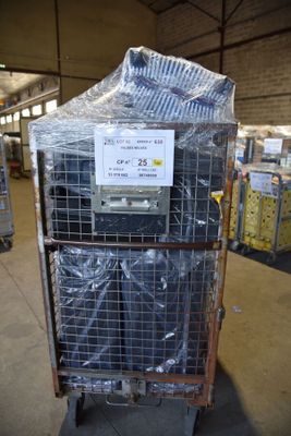 a cart that has a lot of luggage on it