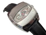 a close up of a watch on a white background
