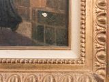 a picture of a painting of a woman in a black dress