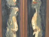 deux tableaux représentant un homme et une femme se faisant face