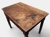 a small table with a wooden top on a white background
