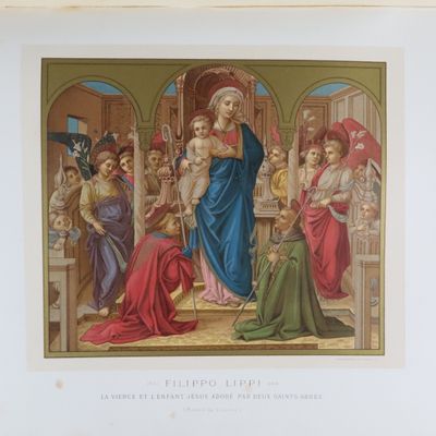 une image d'un tableau représentant une femme tenant un enfant dans ses bras
