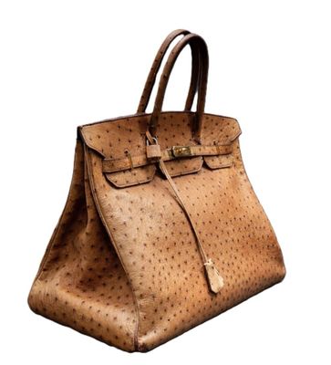 HERMES Sac birkin en autruche gold, accastillage doré, L 40 …