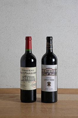 deux bouteilles de vin posées sur une table l'une à côté de l'autre