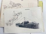 two books that have drawings of a boat and a crane