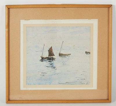 BRETTE Pierre - "Marine", aquarelle, signée en bas à droite,…