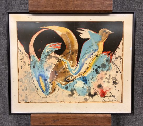 Yvan DAUMAS (1943-2021) « L’oiseau ». Technique mixte. Signé en b...