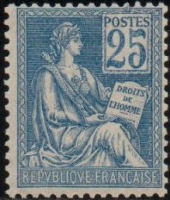 a stamp with the image of a woman holding a book