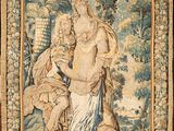 une image représentant une tapisserie accrochée au mur, sur laquelle figurent un homme et une femme