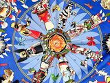 an image of a scarf with many different designs on it