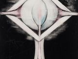 une image représentant un tableau sur lequel figure une croix avec une fleur au centre