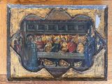 peinture représentant la Cène de Jésus sur une table en bois
