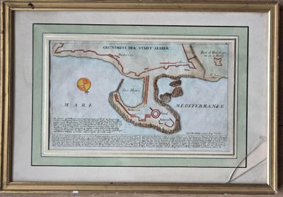 Le port d’Alger Belle gravure rehaussée d’époque XVIIIeme