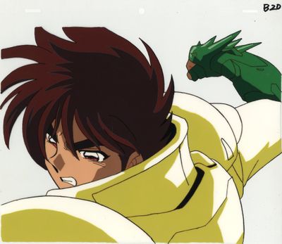 une image représentant un homme vêtu d'une veste jaune, avec un dragon vert sur le bras