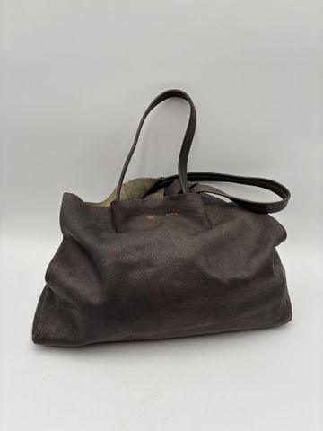 CELINE - Sac porté main en cuir gris peau de gants. Tâches intéri...