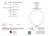 the certificate for the necklace is being displayed on the table