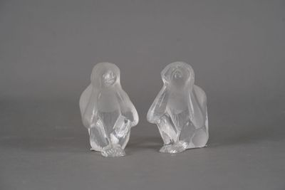 DAUM France. Paire de singes. Singe de la sagesse "Je ne voi…