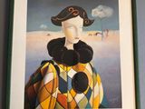 une image représentant un tableau d'une femme portant un chapeau et une écharpe