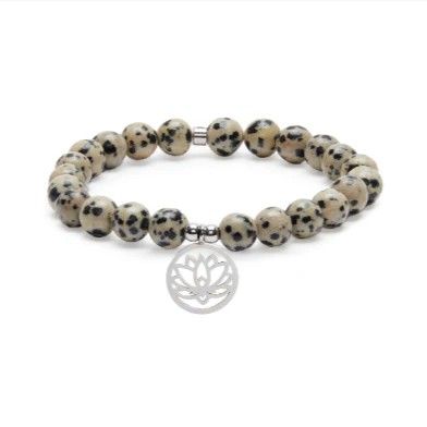 lot de 84 Bracelets Mala Lotus "Joie de l'Être" en Jaspe Dalmatien - v