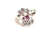 sterling silver ring with pink stones and filigree accents