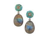 une paire de boucles d'oreilles en labradorite et turquoise