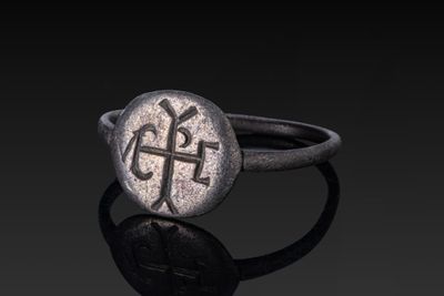 Anneau MÉRovingien EN Argent Avec Monogramme