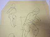 sketches of a man and a woman sitting on a chair