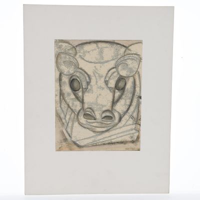 une photo d'un dessin représentant un taureau sur une feuille de papier