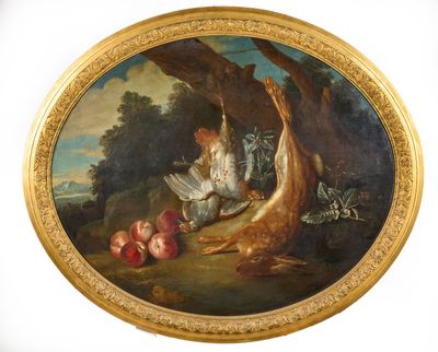 an image of a painting of a child on a swing in a wooded setting