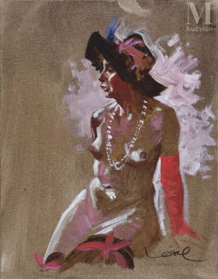 LOISEL, Régis (né en 1951) Nu au chapeau.