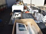 a box of items sitting on a table in a room