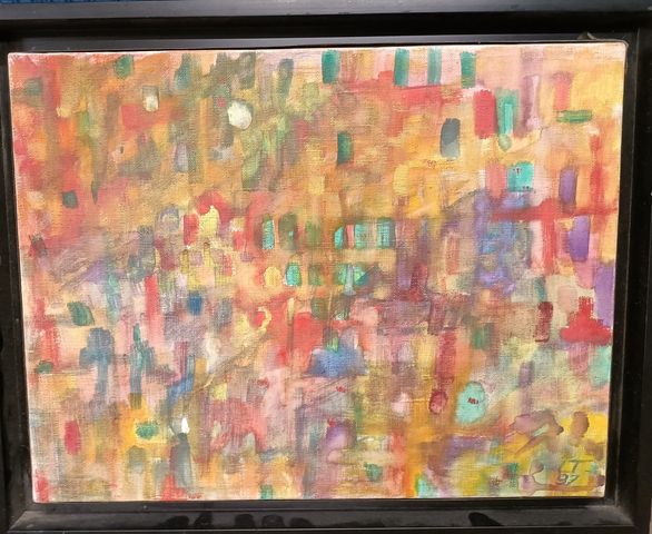 Composition abstraite. Huile sur toile. Monogrammé LT daté 97. 