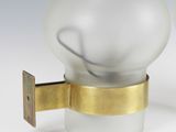 pair of white and gold glass wall lights with brass trims