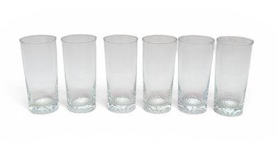 6 verres à orangeade en verre moulé à décor de pointe de dia…